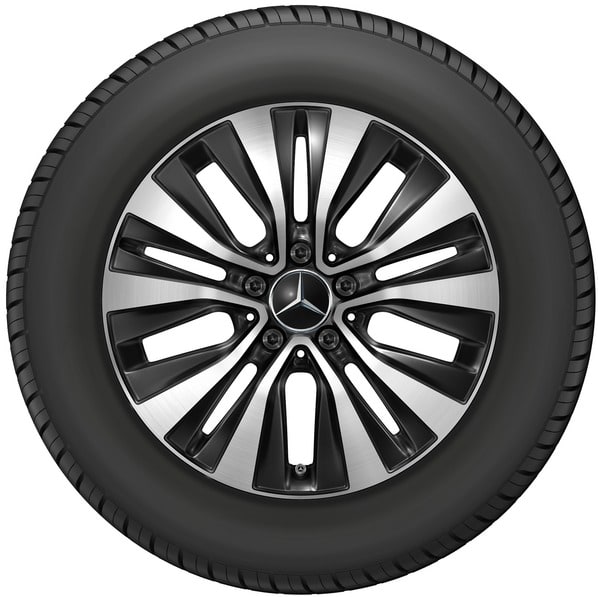 Колесный диск 6,5J×17 ET44 для Mercedes-Benz A-Class 177 / B-Class 247 / GLA 247 / GLB 247, передняя и задняя оси, черный, с алмазной проточкой, 5 двойных спиц — фото 3
