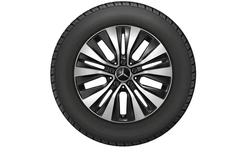Колесный диск 6,5J×17 ET44 для Mercedes-Benz A-Class 177 / B-Class 247 / GLA 247 / GLB 247, передняя и задняя оси, черный, с алмазной проточкой, 5 двойных спиц — фото 3