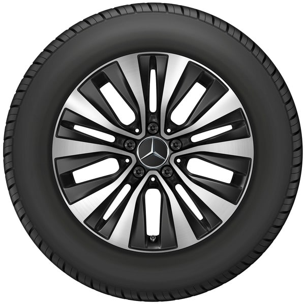 Колесный диск 6,5J×17 ET44 для Mercedes-Benz A-Class 177 / B-Class 247 / GLA 247 / GLB 247 / CLA 118, передняя и задняя оси, черный, матовый, с алмазной проточкой, 5 двойных спиц — фото 2