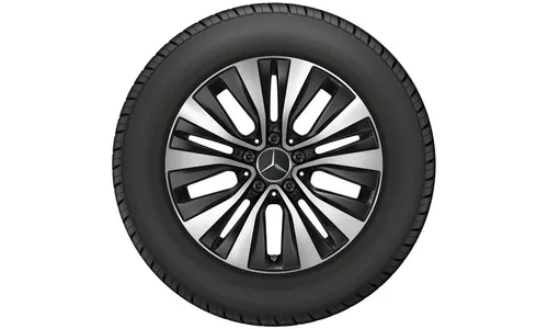 Колесный диск 6,5J×17 ET44 для Mercedes-Benz A-Class 177 / B-Class 247 / GLA 247 / GLB 247 / CLA 118, передняя и задняя оси, черный, матовый, с алмазной проточкой, 5 двойных спиц — фото 2