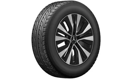 Колесный диск 6,5J×17 ET44 для Mercedes-Benz A-Class 177 / B-Class 247 / GLA 247 / GLB 247 / CLA 118, передняя и задняя оси, черный, матовый, с алмазной проточкой, 5 двойных спиц — фото 3