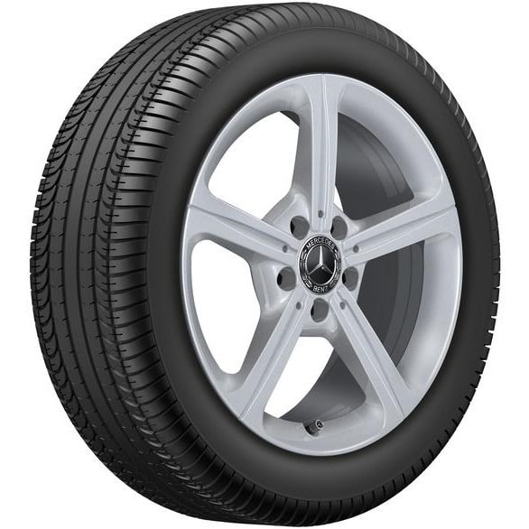 Колесный диск 6,5J×17 ET44 для Mercedes-Benz A-Class 177 / B-Class 247 / CLA 118 / GLA 247 / GLB 247, передняя и задняя оси, серебристый Vanadium Silver, 5 спиц — фото 2