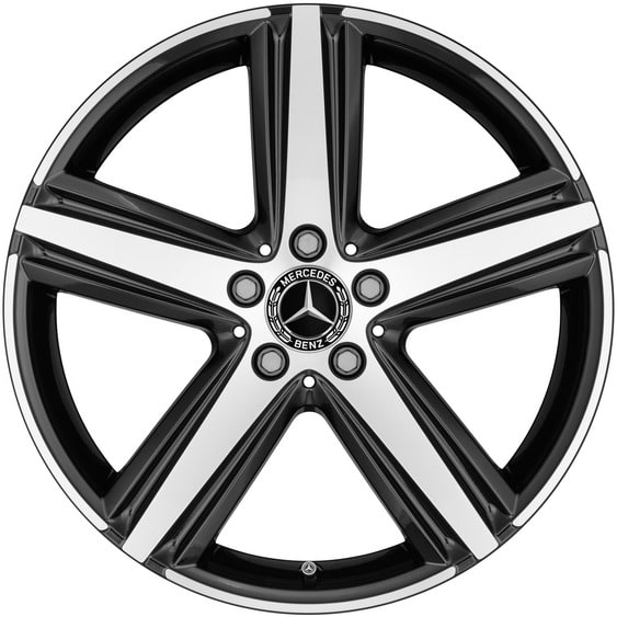 Колесный диск 7,5J×19 ET49 для Mercedes-Benz A-Class 177 / B-Class 247 / CLA 118, передняя и задняя оси, черный, с алмазной проточкой, 5 спиц — фото 1