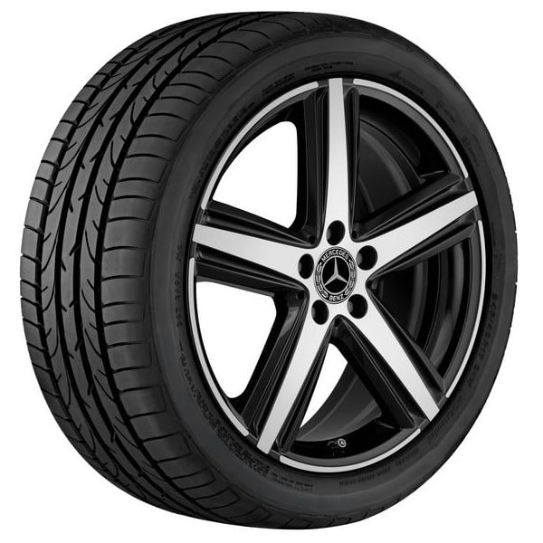 Колесный диск 7,5J×19 ET49 для Mercedes-Benz A-Class 177 / B-Class 247 / CLA 118, передняя и задняя оси, черный, с алмазной проточкой, 5 спиц — фото 2