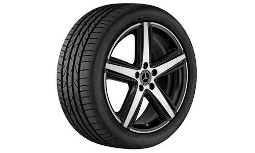 Колесный диск 7,5J×19 ET49 для Mercedes-Benz A-Class 177 / B-Class 247 / CLA 118, передняя и задняя оси, черный, с алмазной проточкой, 5 спиц — фото 2