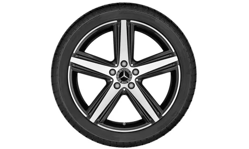 Колесный диск 7,5J×19 ET49 для Mercedes-Benz A-Class 177 / B-Class 247 / CLA 118, передняя и задняя оси, черный, с алмазной проточкой, 5 спиц — фото 3