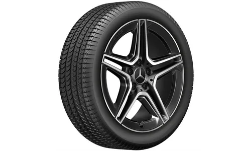 Колесный диск AMG 7,5J×18 ET49 для Mercedes-Benz A-Class 177 / B-Class 247 / CLA 118, передняя и задняя оси, черный, с алмазной проточкой, 5 двойных спиц — фото 2