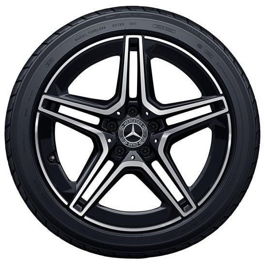 Колесный диск AMG 7,5J×18 ET49 для Mercedes-Benz A-Class 177 / B-Class 247 / CLA 118, передняя и задняя оси, черный, с алмазной проточкой, 5 двойных спиц — фото 3