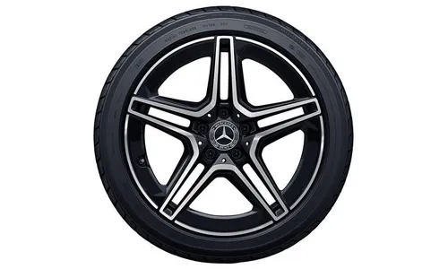 Колесный диск AMG 7,5J×18 ET49 для Mercedes-Benz A-Class 177 / B-Class 247 / CLA 118, передняя и задняя оси, черный, с алмазной проточкой, 5 двойных спиц — фото 3