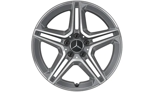 Колесный диск AMG 7,5J×18 ET49 для Mercedes-Benz A-Class 177 / B-Class 247 / CLA 118, передняя и задняя оси, серый металлик Tremolite, 5 двойных спиц — фото 1