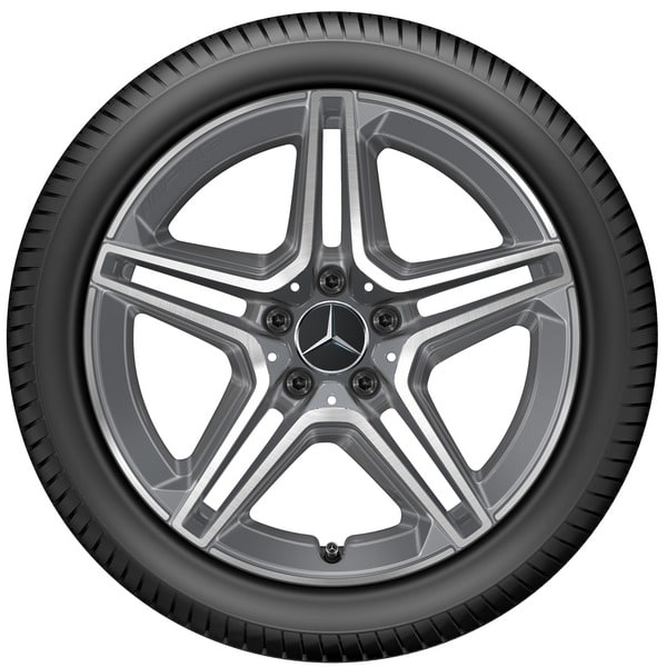 Колесный диск AMG 7,5J×18 ET49 для Mercedes-Benz A-Class 177 / B-Class 247 / CLA 118, передняя и задняя оси, серый металлик Tremolite, 5 двойных спиц — фото 3