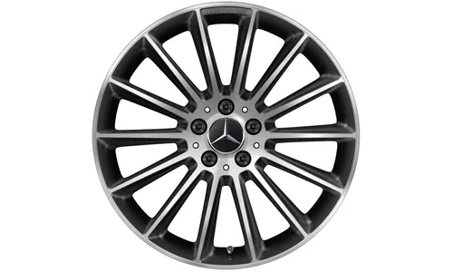 Колесный диск AMG 7,5J×19 ET49 для Mercedes-Benz A-Class 177 / B-Class 247 / CLA 118, передняя и задняя оси, черный, с алмазной проточкой, многоспицевый — фото 1
