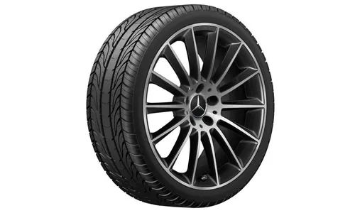 Колесный диск AMG 7,5J×19 ET49 для Mercedes-Benz A-Class 177 / B-Class 247 / CLA 118, передняя и задняя оси, черный, с алмазной проточкой, многоспицевый — фото 2
