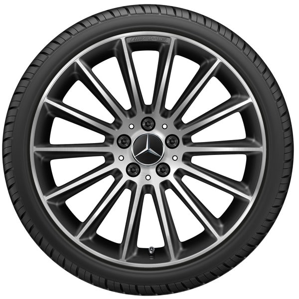 Колесный диск AMG 7,5J×19 ET49 для Mercedes-Benz A-Class 177 / B-Class 247 / CLA 118, передняя и задняя оси, черный, с алмазной проточкой, многоспицевый — фото 3