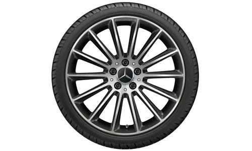 Колесный диск AMG 7,5J×19 ET49 для Mercedes-Benz A-Class 177 / B-Class 247 / CLA 118, передняя и задняя оси, черный, с алмазной проточкой, многоспицевый — фото 3