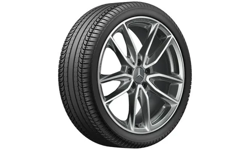 Колесный диск AMG 7,5J×19 ET49 для Mercedes-Benz A-Class 177 / B-Class 247 / CLA 118, передняя и задняя оси, титаново-серый, с алмазной проточкой, 5 двойных спиц — фото 2