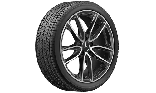 Колесный диск AMG 7,5J×19 ET49 для Mercedes-Benz A-Class 177 / B-Class 247 / CLA 118, передняя и задняя оси, черный, с алмазной проточкой, 5 двойных спиц — фото 2