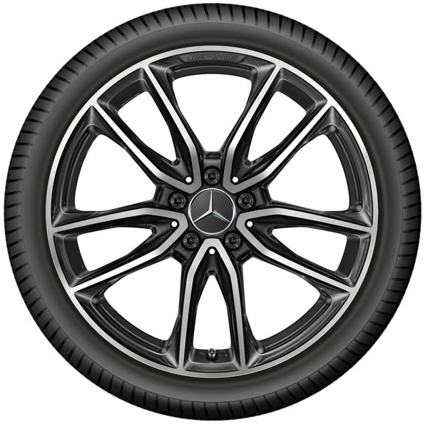 Колесный диск AMG 7,5J×19 ET49 для Mercedes-Benz A-Class 177 / B-Class 247 / CLA 118, передняя и задняя оси, черный, с алмазной проточкой, 5 двойных спиц — фото 3