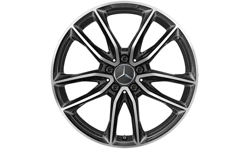 Колесный диск AMG 7,5J×19 ET49 для Mercedes-Benz A-Class 177 / B-Class 247 / CLA 118, передняя и задняя оси, черный, с алмазной проточкой, 5 двойных спиц — фото 4