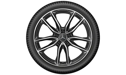 Колесный диск AMG 7,5J×19 ET49 для Mercedes-Benz A-Class 177 / B-Class 247 / CLA 118, передняя и задняя оси, черный, с алмазной проточкой, 5 двойных спиц — фото 5
