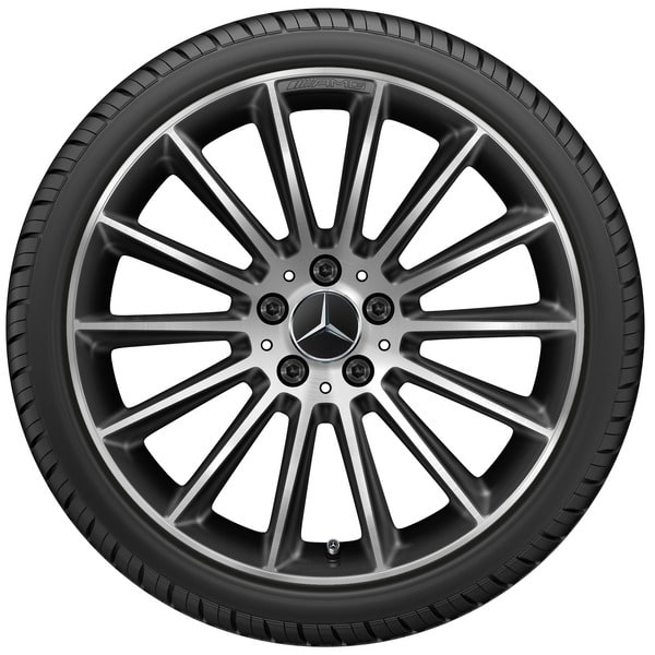 Колесный диск AMG 8J×19 ET40 для Mercedes-Benz A-Class 177, передняя и задняя оси, черный, с алмазной проточкой, многоспицевый — фото 3