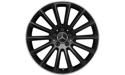 Колесный диск AMG 8J×19 ET40 для Mercedes-Benz A-Class 177, передняя ось, черный, матовый, кромка обода с алмазной проточкой, многоспицевый — фото 1