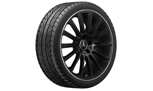 Колесный диск AMG 8J×19 ET40 для Mercedes-Benz A-Class 177, передняя ось, черный, матовый, кромка обода с алмазной проточкой, многоспицевый — фото 2