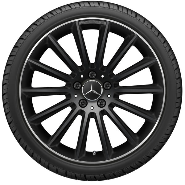 Колесный диск AMG 8J×19 ET40 для Mercedes-Benz A-Class 177, передняя ось, черный, матовый, кромка обода с алмазной проточкой, многоспицевый — фото 3