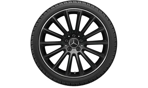 Колесный диск AMG 8J×19 ET40 для Mercedes-Benz A-Class 177, передняя ось, черный, матовый, кромка обода с алмазной проточкой, многоспицевый — фото 3