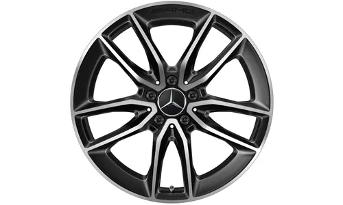Колесный диск AMG 8J×19 ET40 для Mercedes-Benz A-Class 177, передняя и задняя оси, черный, с алмазной проточкой, 5 двойных спиц — фото 1