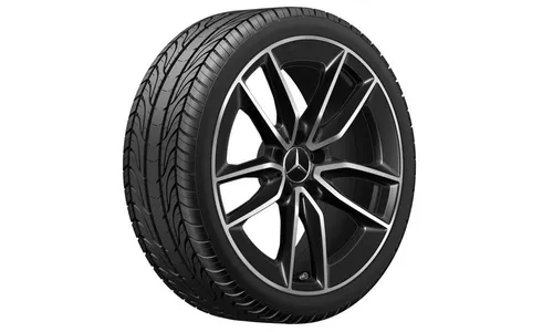 Колесный диск AMG 8J×19 ET40 для Mercedes-Benz A-Class 177, передняя и задняя оси, черный, с алмазной проточкой, 5 двойных спиц — фото 2