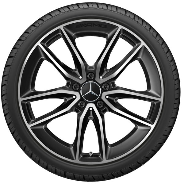 Колесный диск AMG 8J×19 ET40 для Mercedes-Benz A-Class 177, передняя и задняя оси, черный, с алмазной проточкой, 5 двойных спиц — фото 3