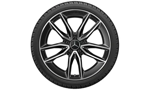 Колесный диск AMG 8J×19 ET40 для Mercedes-Benz A-Class 177, передняя и задняя оси, черный, с алмазной проточкой, 5 двойных спиц — фото 3