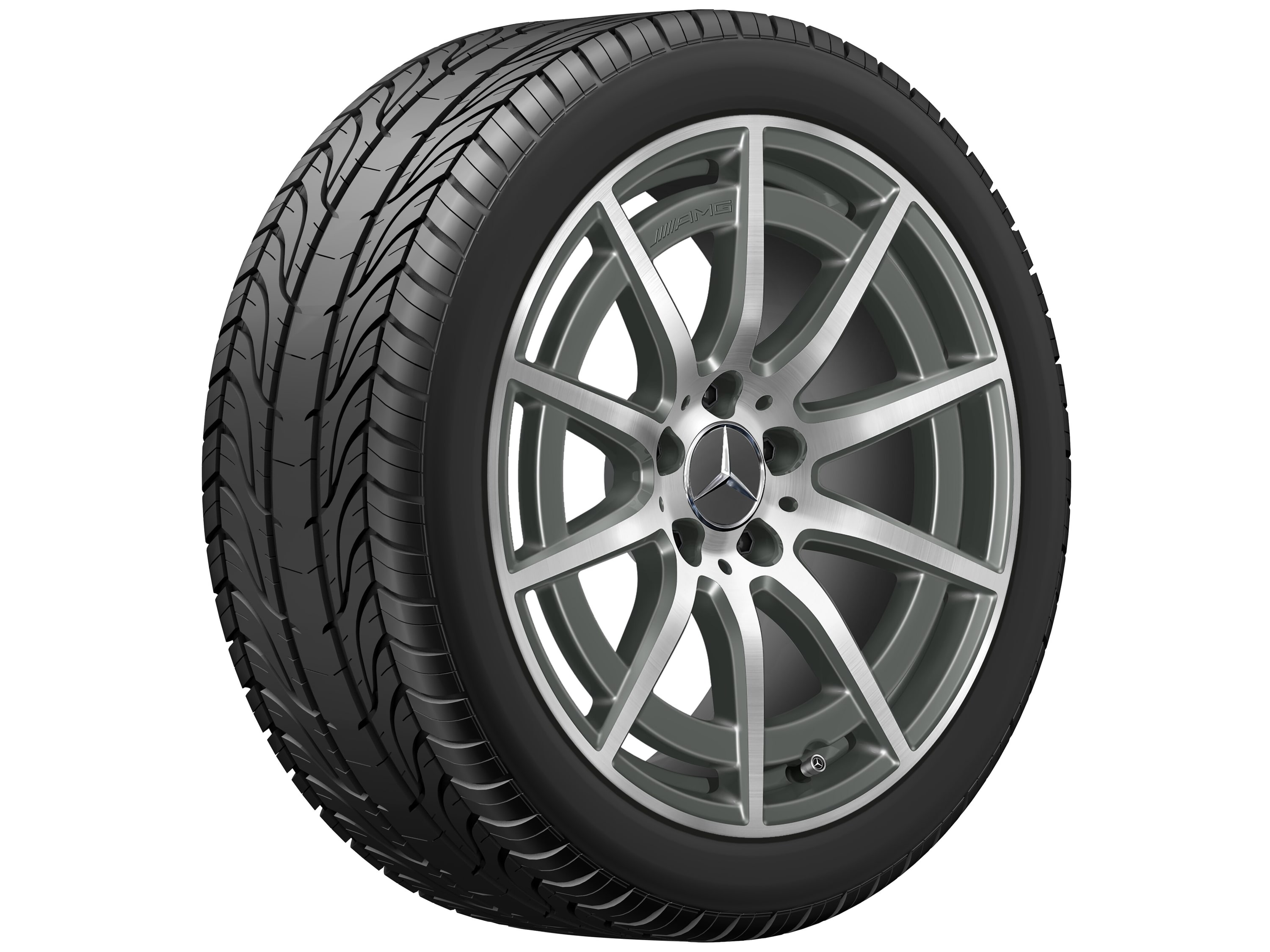 Колесный диск AMG 8,5J×18 ET46 для Mercedes-Benz A-Class 177 / CLA 118, передняя и задняя оси, серый Tantal, 10 спиц — фото 1