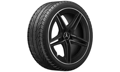Колесный диск AMG 9J×19 ET52 для Mercedes-Benz CLA 118, передняя и задняя оси, черный, матовый, кромка обода с алмазной проточкой, 5 двойных спиц — фото 2