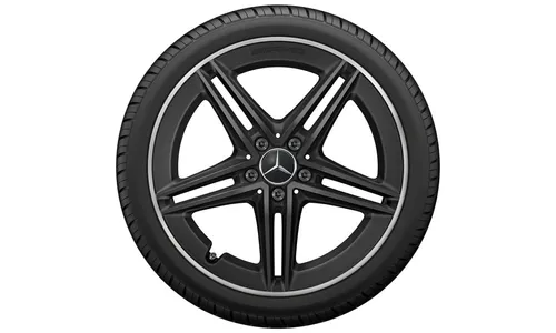 Колесный диск AMG 9J×19 ET52 для Mercedes-Benz CLA 118, передняя и задняя оси, черный, матовый, кромка обода с алмазной проточкой, 5 двойных спиц — фото 3