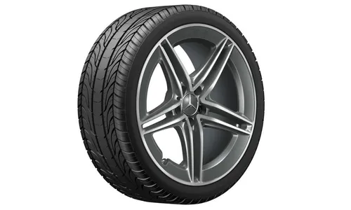 Колесный диск AMG 9J×19 ET52 для Mercedes-Benz CLA 118, передняя и задняя оси, серый Tantal, 5 двойных спиц — фото 2