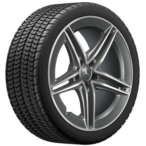 Колесный диск AMG 9J×19 ET52 для Mercedes-Benz CLA 118, передняя и задняя оси, серый Tantal, 5 двойных спиц — фото 3