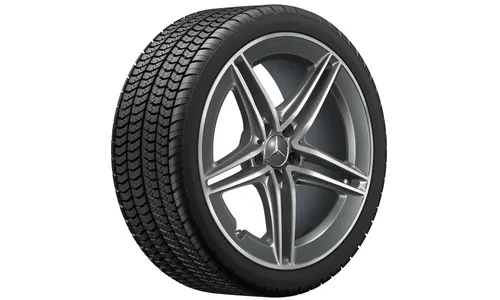 Колесный диск AMG 9J×19 ET52 для Mercedes-Benz CLA 118, передняя и задняя оси, серый Tantal, 5 двойных спиц — фото 3