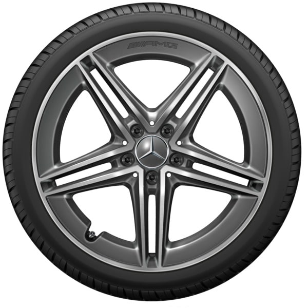 Колесный диск AMG 9J×19 ET52 для Mercedes-Benz CLA 118, передняя и задняя оси, серый Tantal, 5 двойных спиц — фото 4