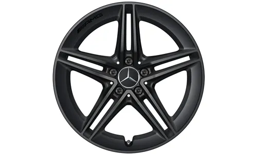 Колесный диск AMG 8,5J×19 ET46 для Mercedes-Benz A-Class 177 / CLA 118, передняя и задняя оси, черный, матовый, 5 двойных спиц — фото 1