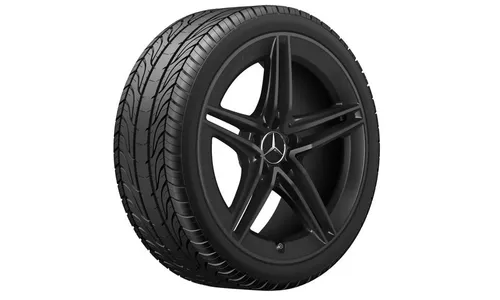 Колесный диск AMG 8,5J×19 ET46 для Mercedes-Benz A-Class 177 / CLA 118, передняя и задняя оси, черный, матовый, 5 двойных спиц — фото 2