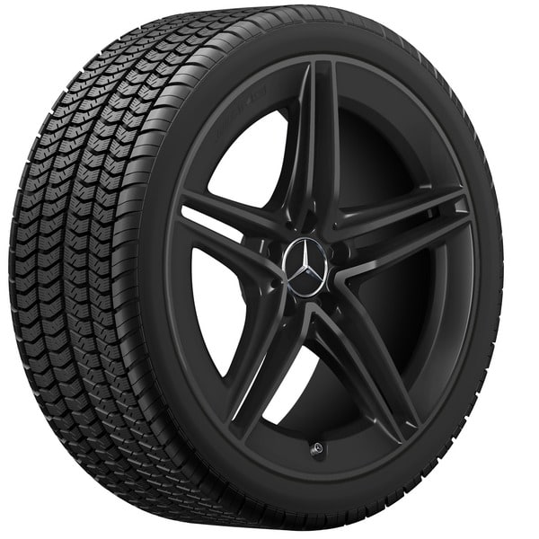 Колесный диск AMG 8,5J×19 ET46 для Mercedes-Benz A-Class 177 / CLA 118, передняя и задняя оси, черный, матовый, 5 двойных спиц — фото 3