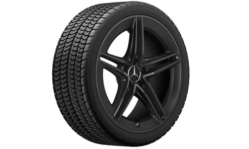Колесный диск AMG 8,5J×19 ET46 для Mercedes-Benz A-Class 177 / CLA 118, передняя и задняя оси, черный, матовый, 5 двойных спиц — фото 3