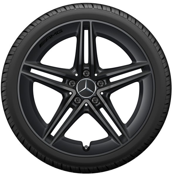 Колесный диск AMG 8,5J×19 ET46 для Mercedes-Benz A-Class 177 / CLA 118, передняя и задняя оси, черный, матовый, 5 двойных спиц — фото 4