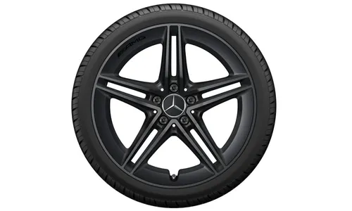 Колесный диск AMG 8,5J×19 ET46 для Mercedes-Benz A-Class 177 / CLA 118, передняя и задняя оси, черный, матовый, 5 двойных спиц — фото 4