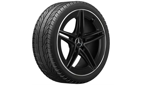 Колесный диск AMG 8,5J×19 ET46 для Mercedes-Benz A-Class 177 / CLA 118, передняя и задняя оси, черный, матовый, кромка обода с алмазной проточкой, 5 двойных спиц — фото 2