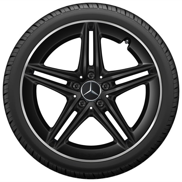 Колесный диск AMG 8,5J×19 ET46 для Mercedes-Benz A-Class 177 / CLA 118, передняя и задняя оси, черный, матовый, кромка обода с алмазной проточкой, 5 двойных спиц — фото 3