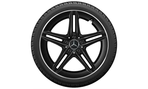 Колесный диск AMG 8,5J×19 ET46 для Mercedes-Benz A-Class 177 / CLA 118, передняя и задняя оси, черный, матовый, кромка обода с алмазной проточкой, 5 двойных спиц — фото 3