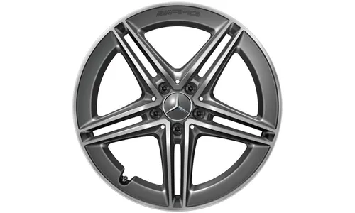 Колесный диск AMG 8,5J×19 ET46 для Mercedes-Benz A-Class 177 / CLA 118, передняя и задняя оси, серый Tantal, с алмазной проточкой, 5 двойных спиц — фото 1